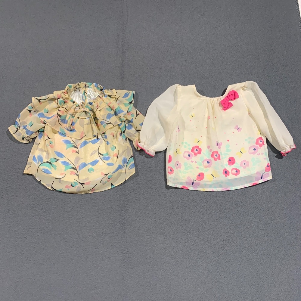 Bailey's Blossoms Healthtex Baby Girl Floral Sheer Butterfly Blouse Bundle 6-9M‎